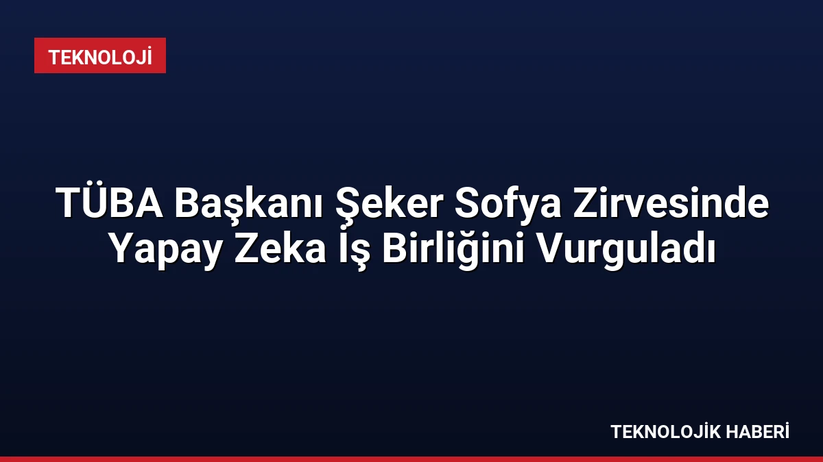 TÜBA Başkanı Şeker Sofya Zirvesinde Yapay Zeka İş Birliğini Vurguladı