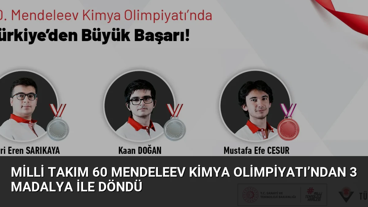 Milli Takım 60 Mendeleev Kimya Olimpiyatı’ndan 3 Madalya ile Döndü