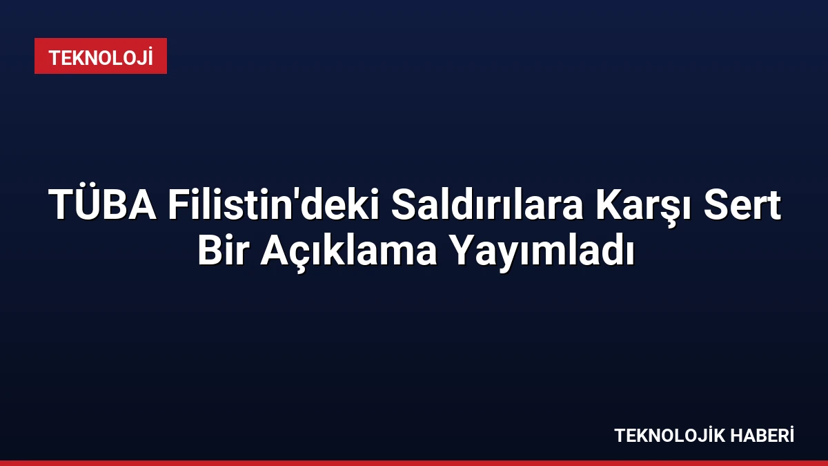 TÜBA Filistin’deki Saldırılara Karşı Sert Bir Açıklama Yayımladı