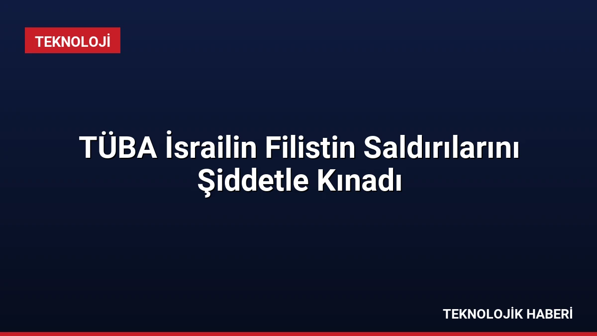 TÜBA İsrailin Filistin Saldırılarını Şiddetle Kınadı